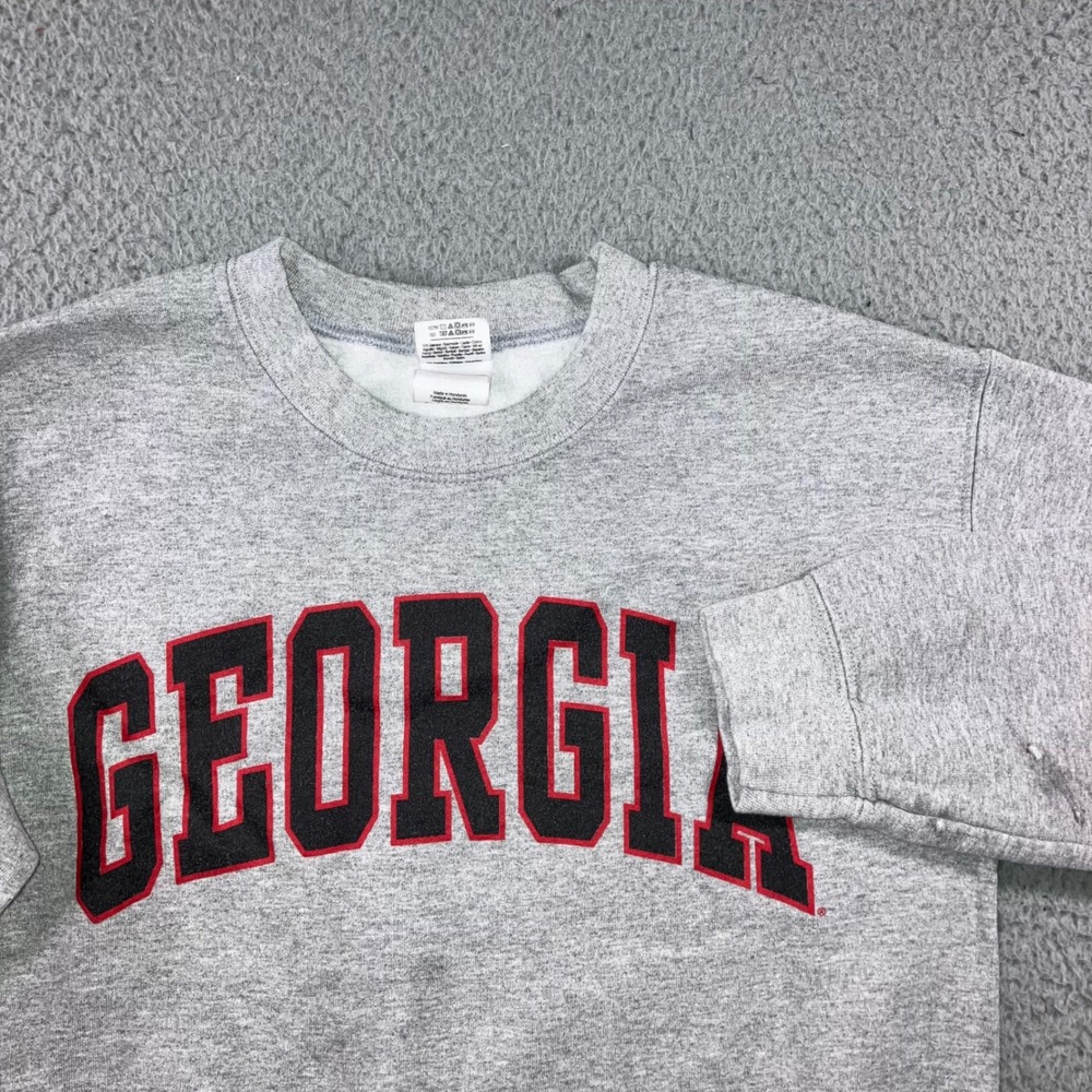 Gildan Georgia Sweatshirt Mens S Gray Fleece Retro Gorpcore Graphic Pullover